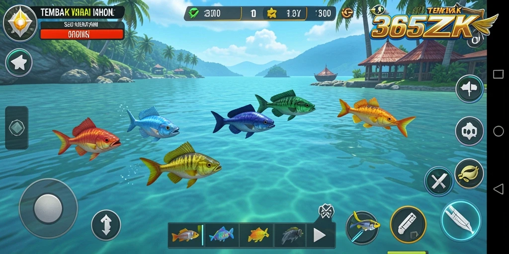 Tampilan gameplay seru di 365ZK saat berburu ikan.