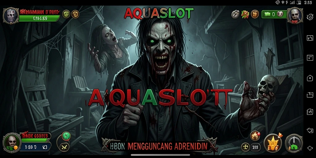 Tampilan gameplay mencekam dari AQUASLOT dengan suasana horor yang mencekam.