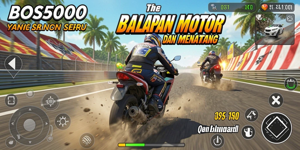 Tampilan menarik dari gameplay balapan motor di BOS5000.