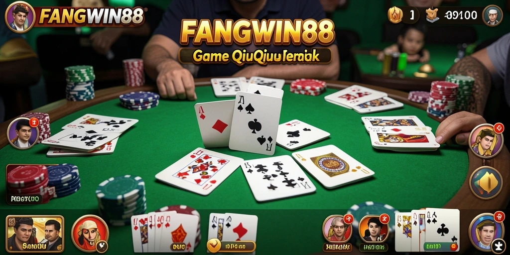 Tampilan gameplay seru di FANGWIN88 dengan suasana kompetitif QiuQiu.