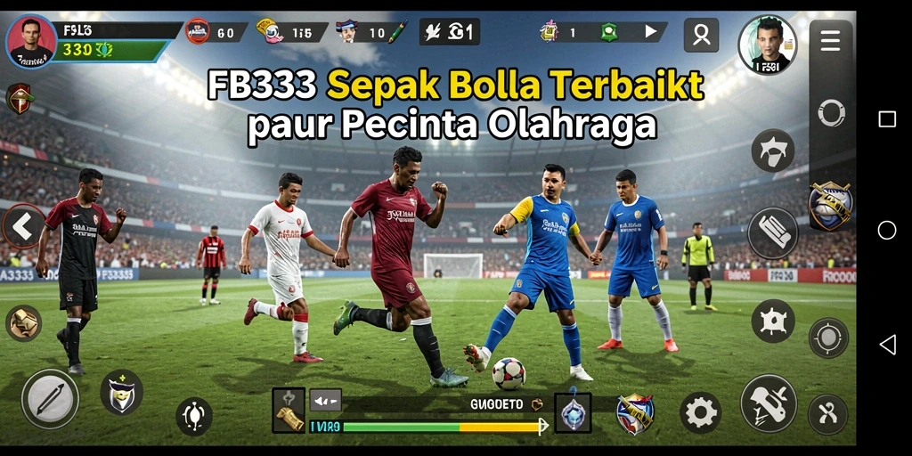 Tangkapan layar utama FB333 menampilkan aksi seru pertandingan sepak bola.