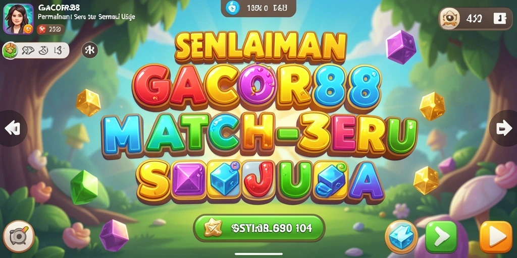 Screenshot gameplay GACOR88 menunjukkan keseruan mencocokkan objek Match-3.
