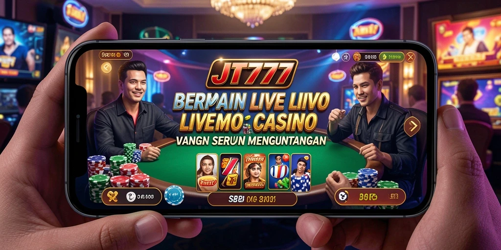 Screenshot JT777 menampilkan dealer langsung dan suasana permainan yang mengasyikkan.