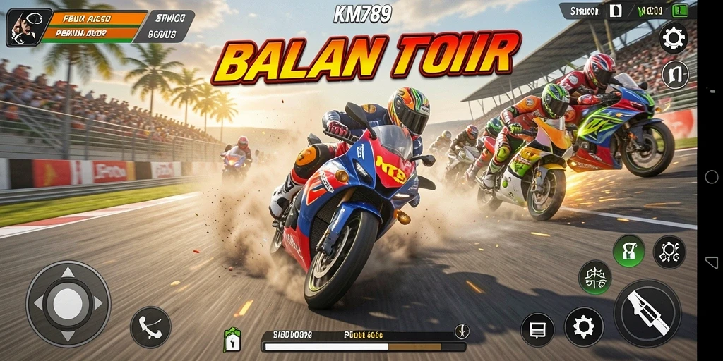 Tampilan menarik dari gameplay balapan motor yang penuh aksi.
