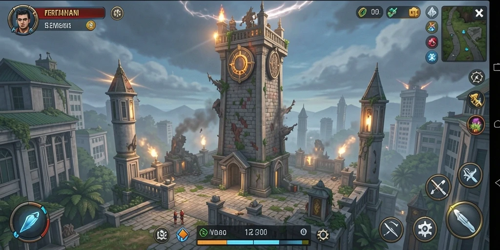 Tampilan gameplay menegangkan di N32 dengan aksi Tower Defense yang seru.