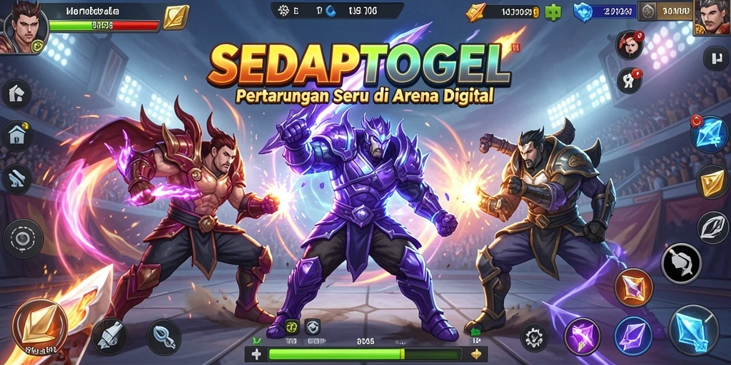 Tampilan aksi pertarungan epik dalam SEDAPTOGEL.
