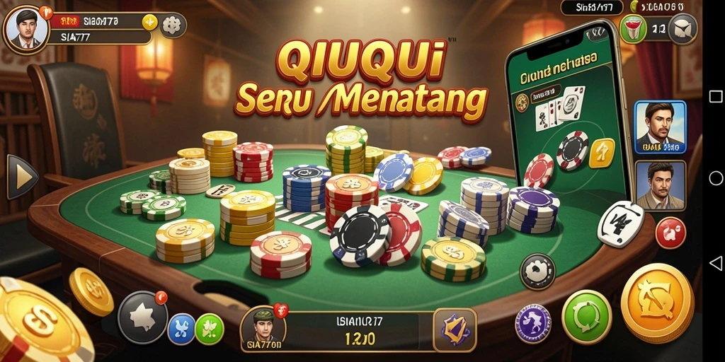Screenshot utama SIA777 menampilkan aksi permainan QiuQiu yang seru.