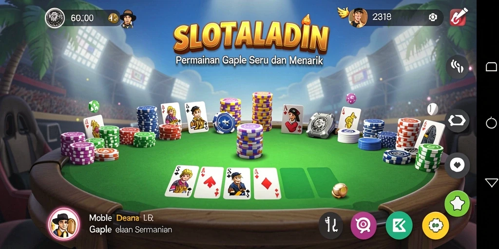 Screenshot gameplay SLOTALADIN menampilkan keseruan bermain gaple.