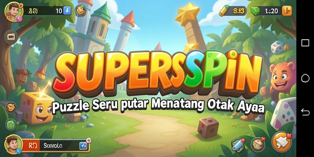 Screenshot gameplay SUPERSPIN menampilkan tantangan Puzzle yang menarik.